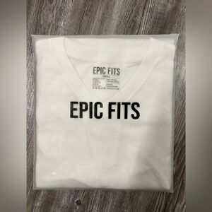 Epic Fits Core V Neck T Shirt Size Small White NWT